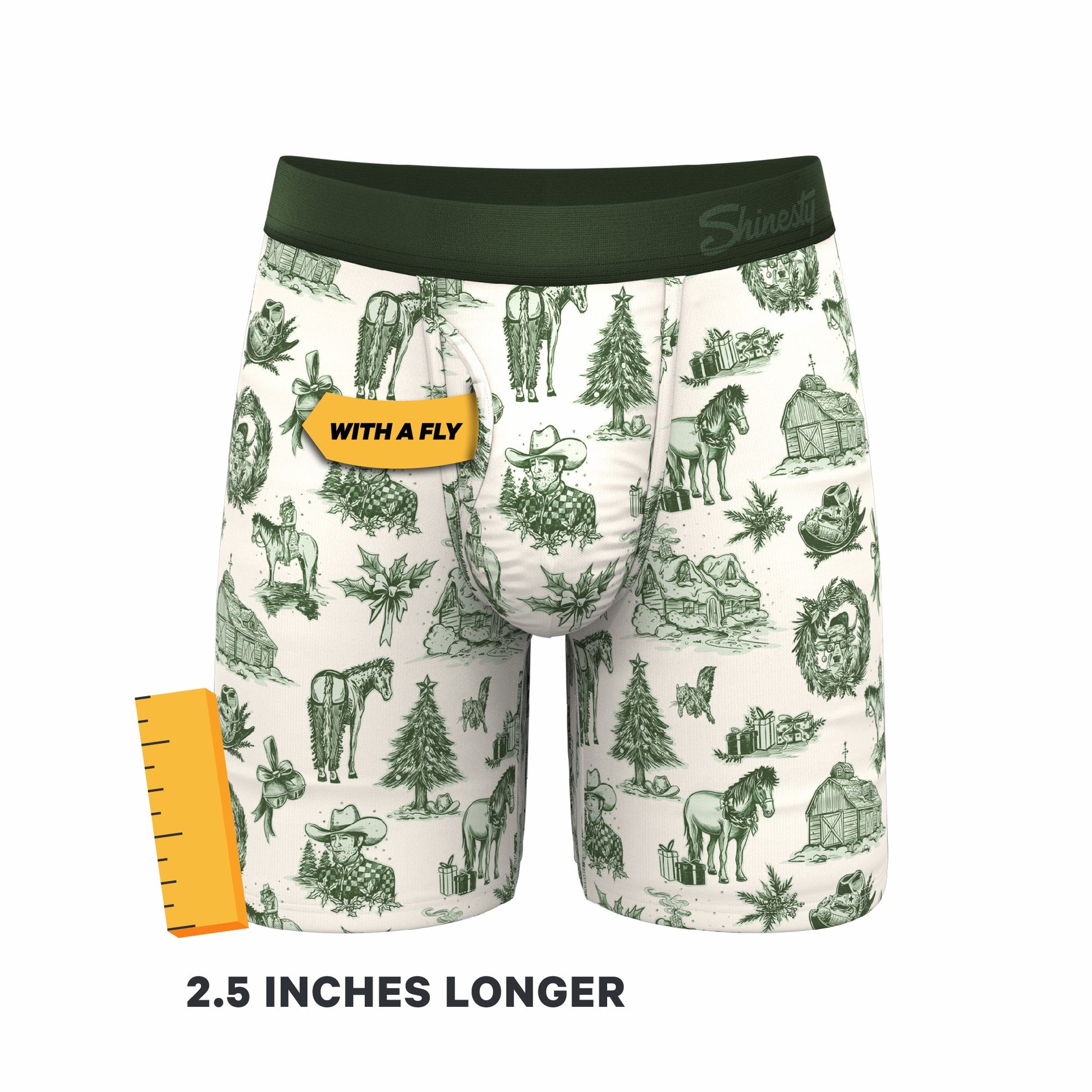 Shinesty Long Leg Ball Hammock® Pouch Boxers With Fly - Western Toile