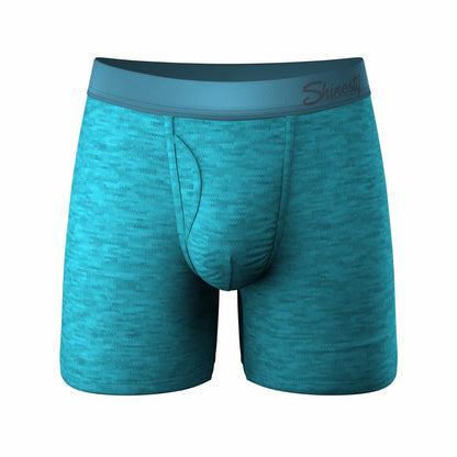 Shinesty Ball Hammock® Pouch Underwear With Fly - Teal Cotton Heather