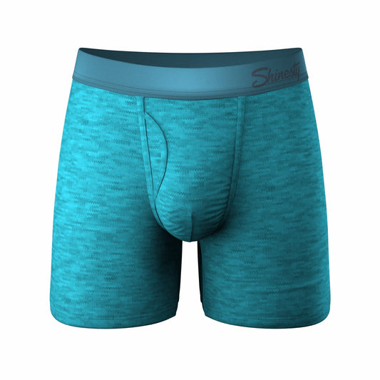 Shinesty Ball Hammock® Pouch Underwear With Fly - Teal Cotton Heather