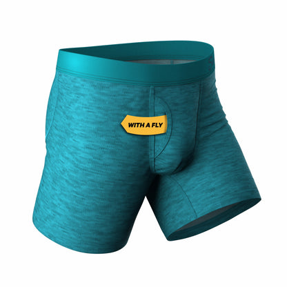 Shinesty Ball Hammock® Pouch Underwear With Fly - Teal Cotton Heather