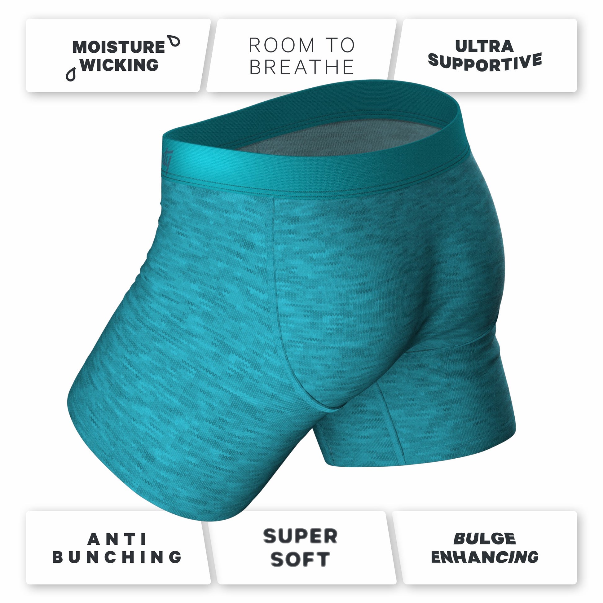 Shinesty Ball Hammock® Pouch Underwear With Fly - Teal Cotton Heather