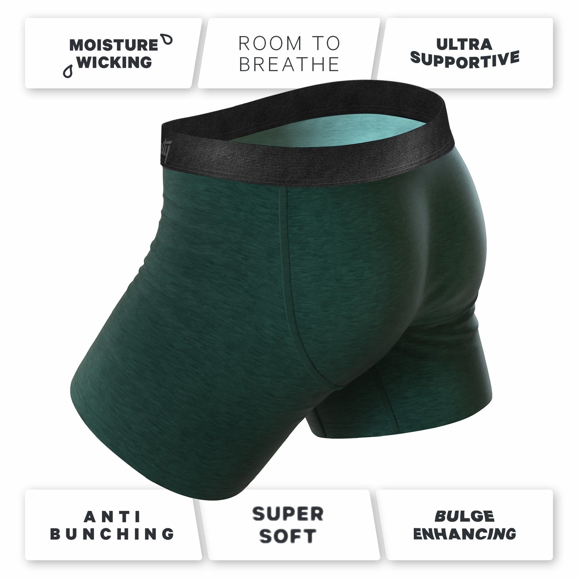 Shinesty Ball Hammock® Pouch Underwear With Fly - Forest Green