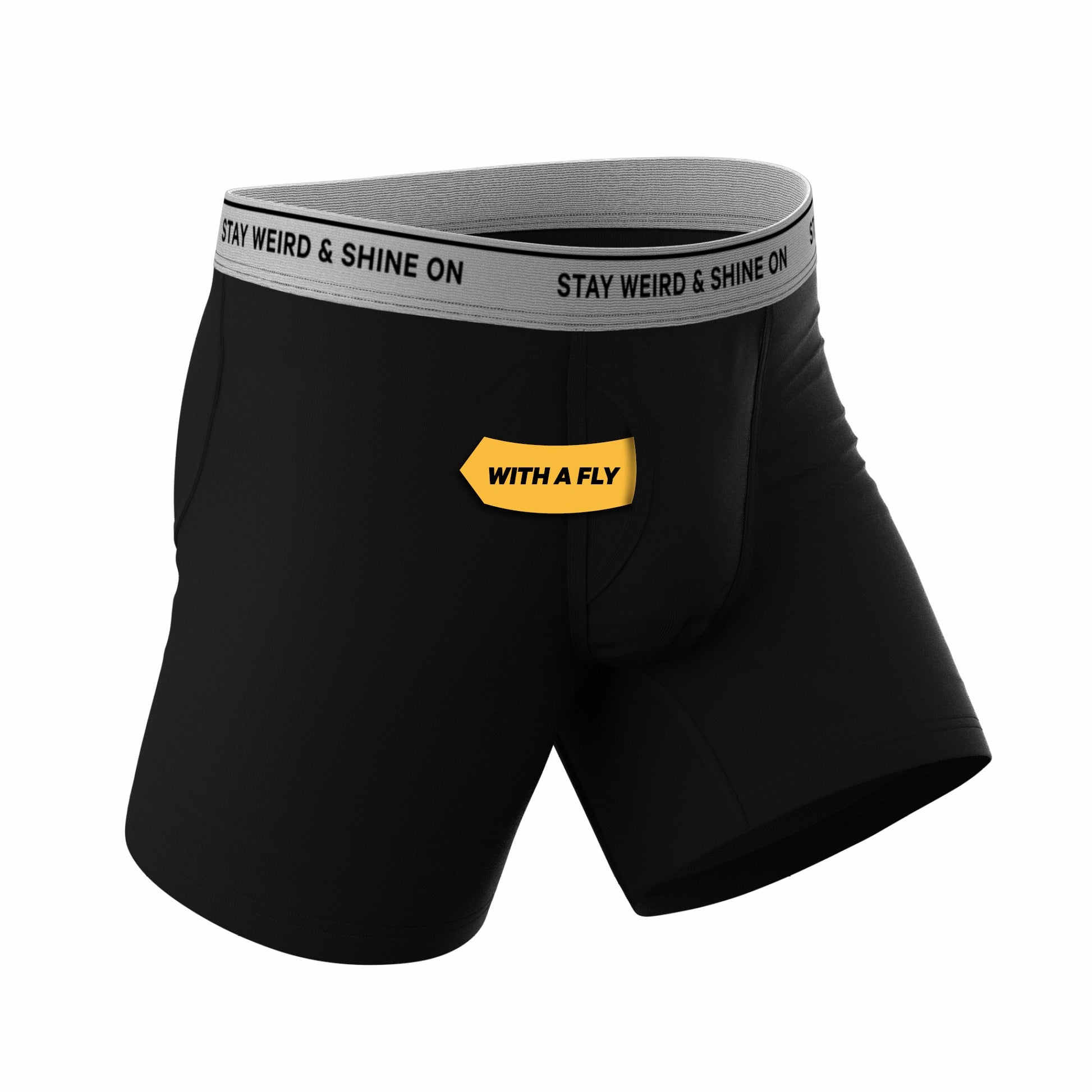 Shinesty Ball Hammock® Pouch Underwear With Fly - Black Shinesty
