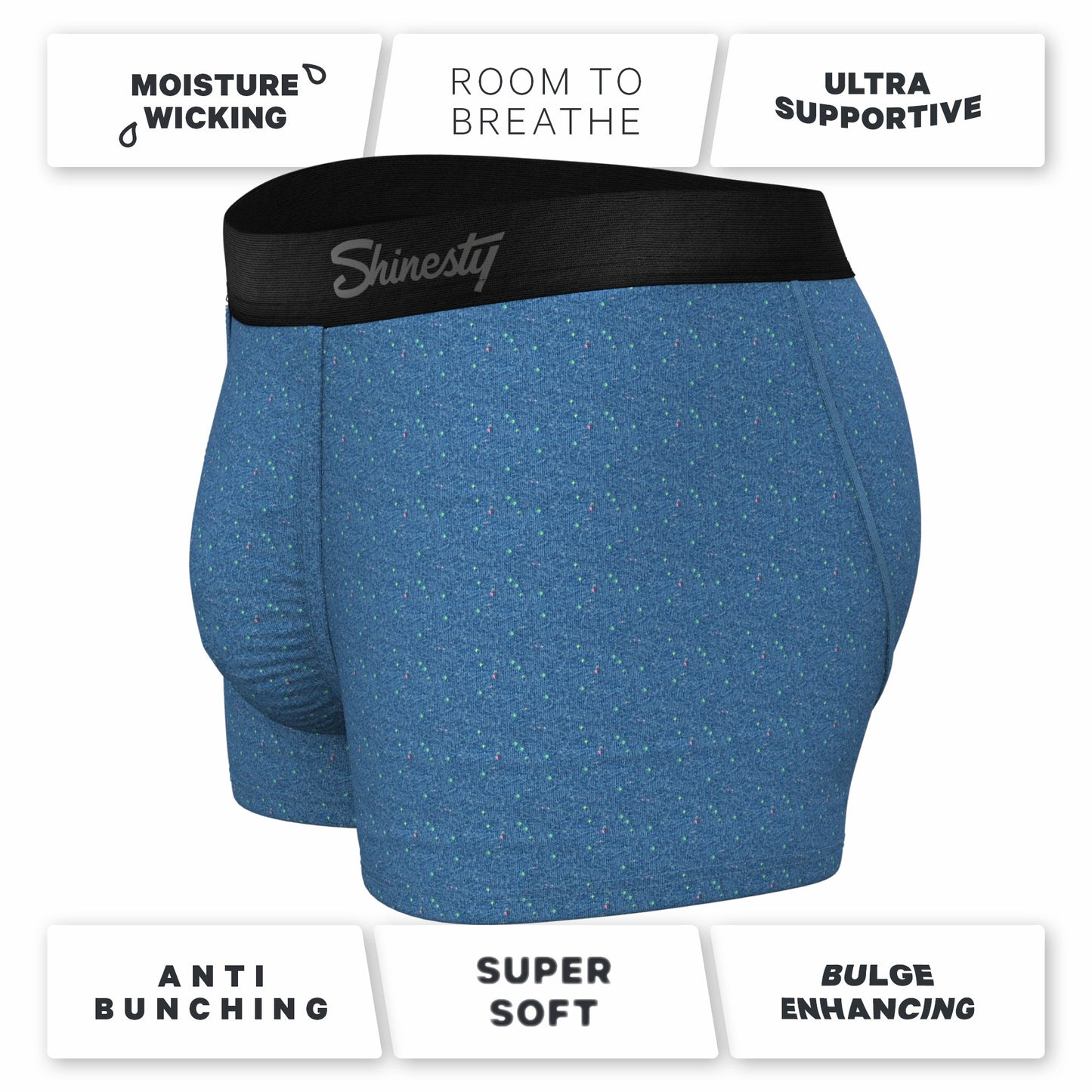 Shinesty Men's Ball Hammock® Pouch Trunk Underwear - Heather Blue Flecked