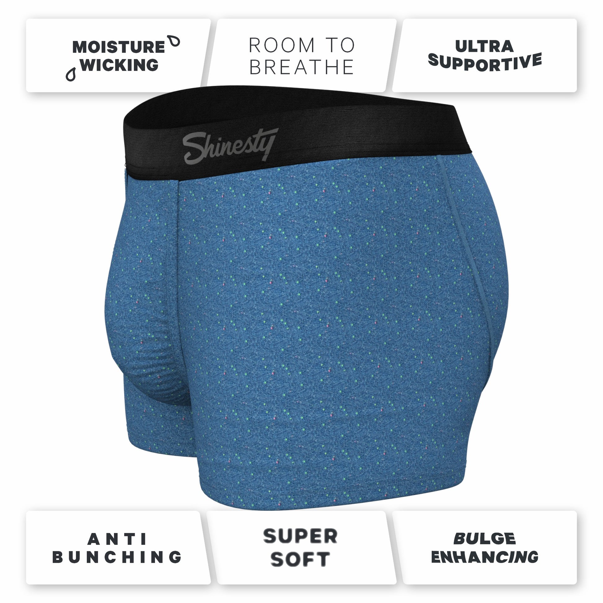 Shinesty Men's Ball Hammock® Pouch Trunk Underwear - Heather Blue Flecked