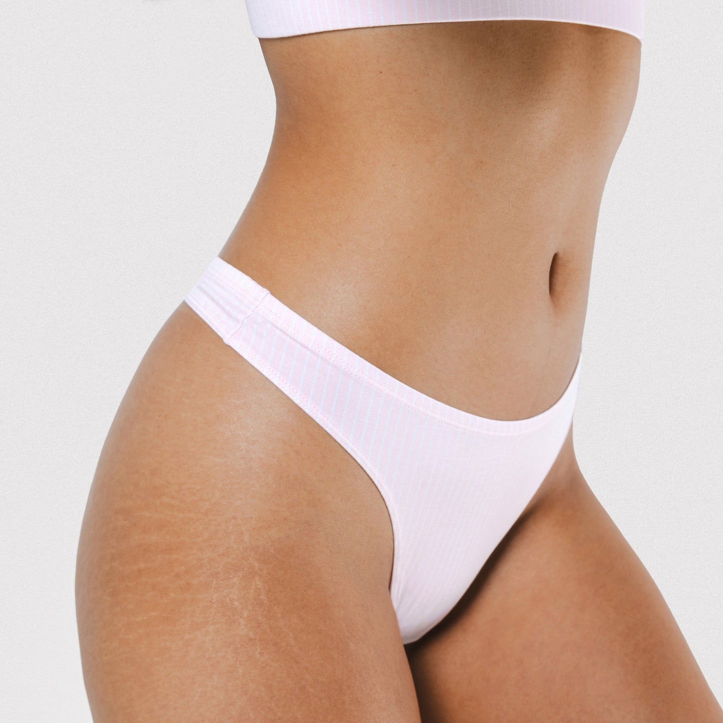 Shinesty MicroModal Thong - Light Prink Striped