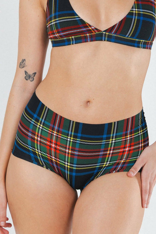 Shinesty WoSeamless Boyshort Underwear - Holiday Tartan Plaid